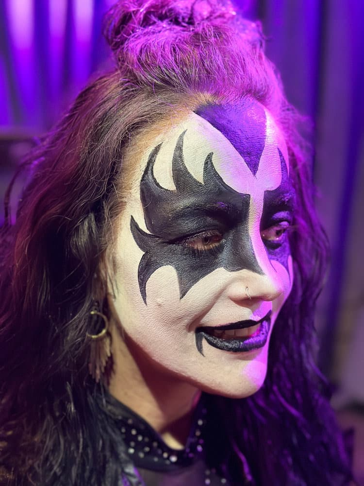 Black and white rock star face