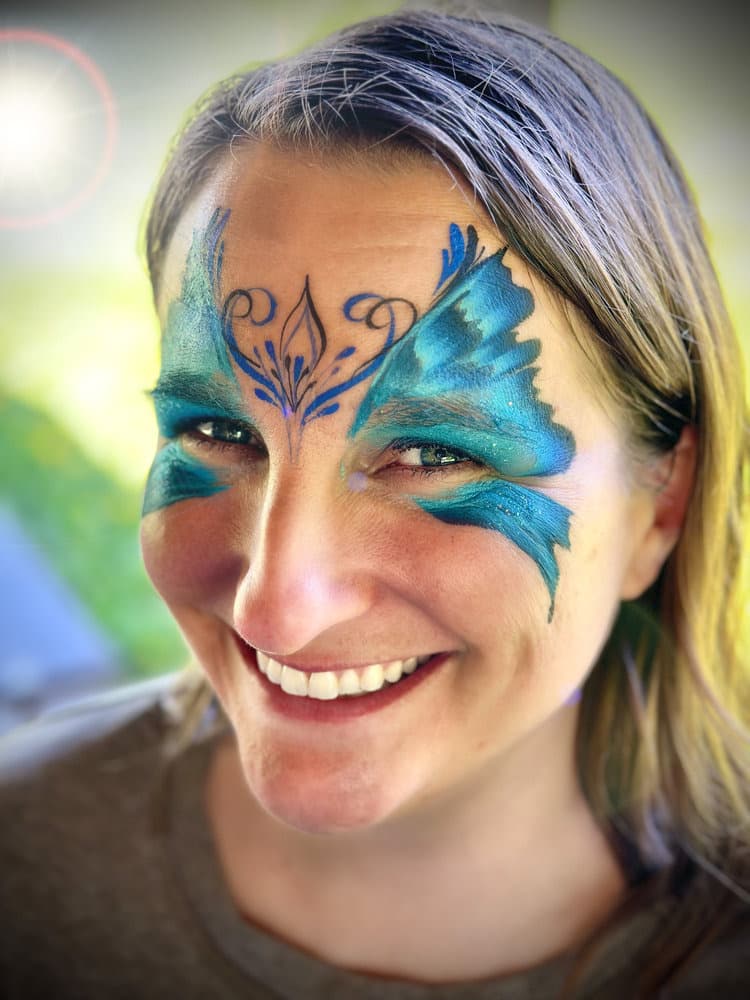 Teal butterfly mask