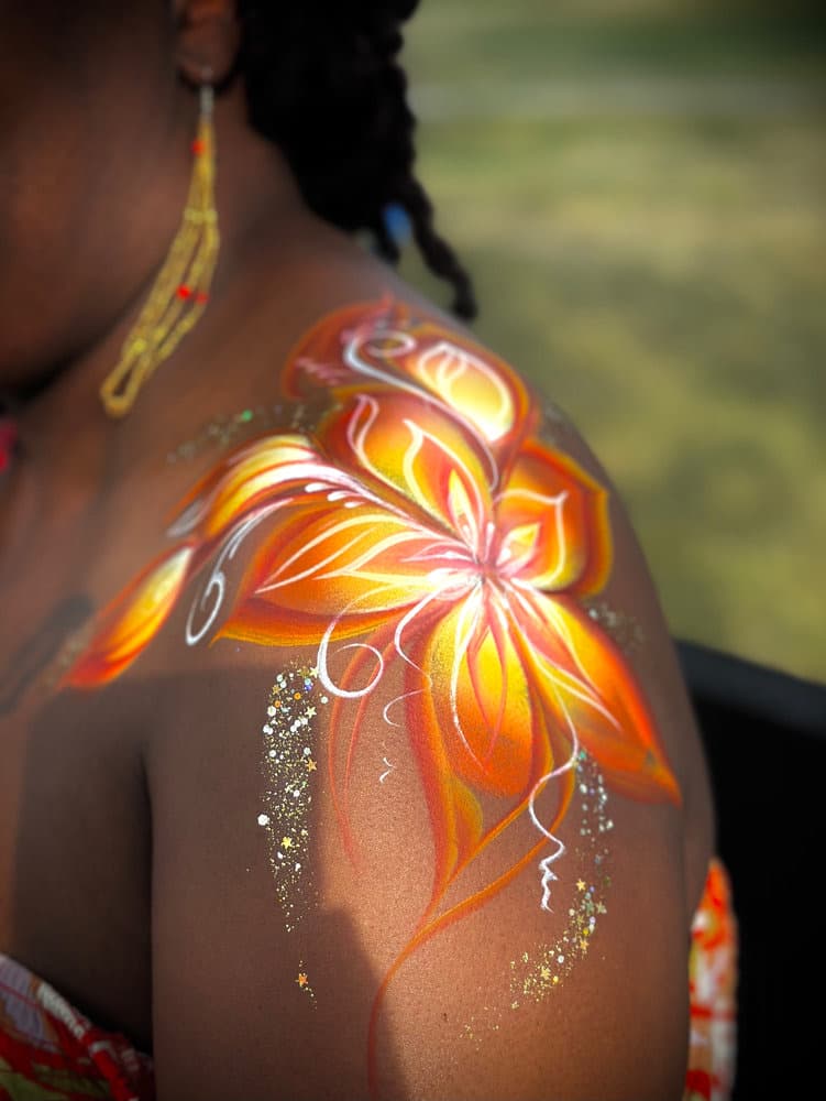 Orange lily shoulder design