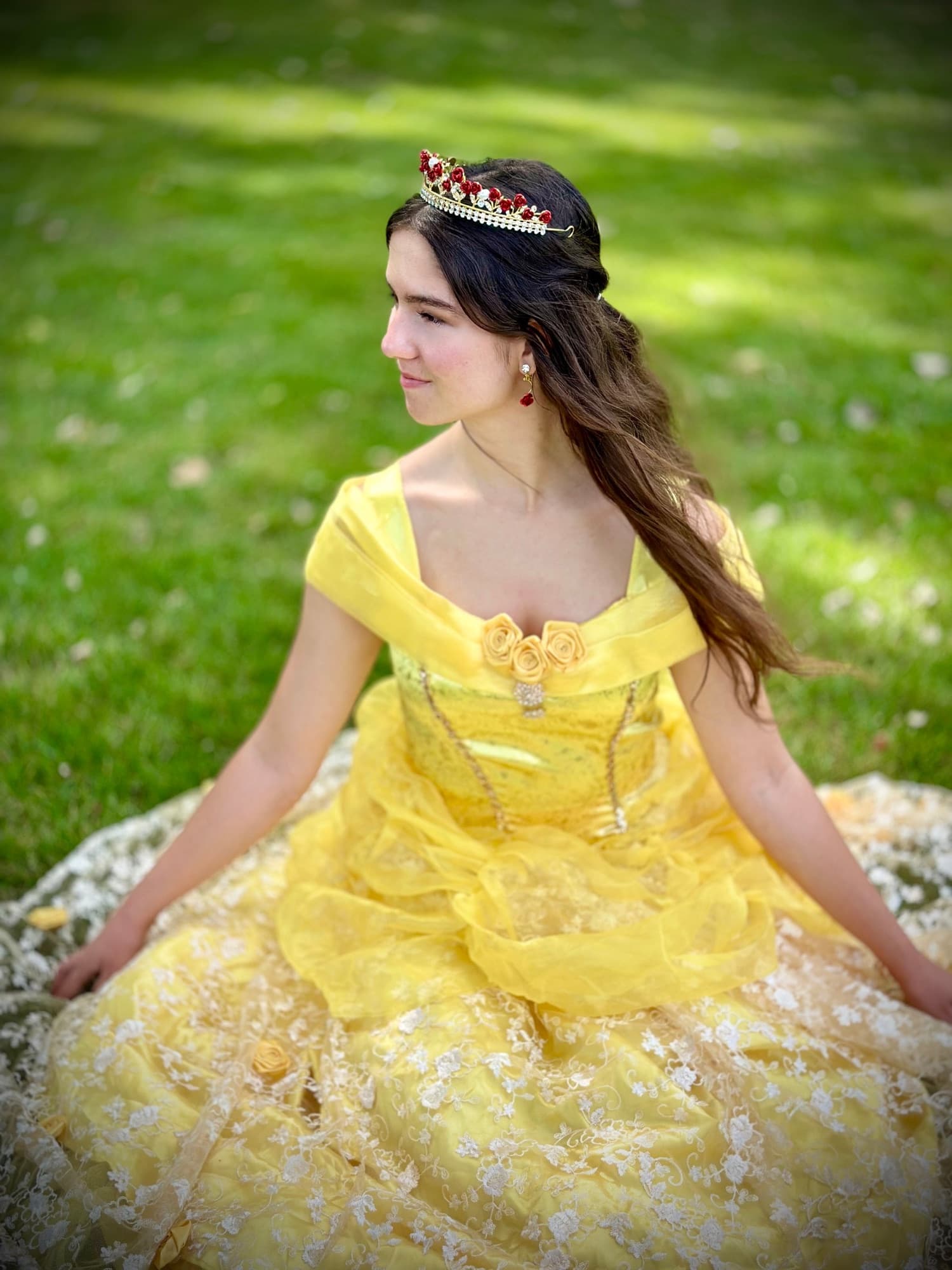 Beauty in her gold gown