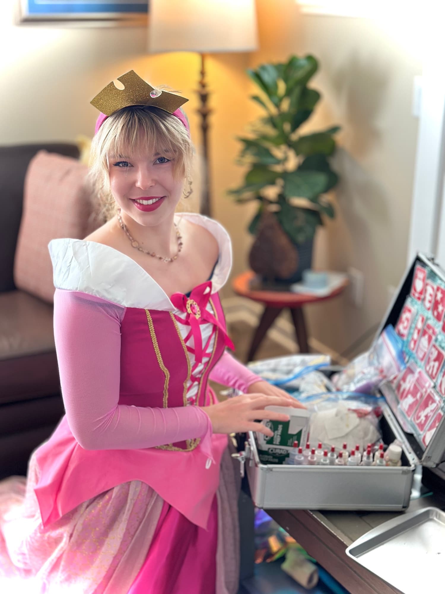 Princess in pink at a party