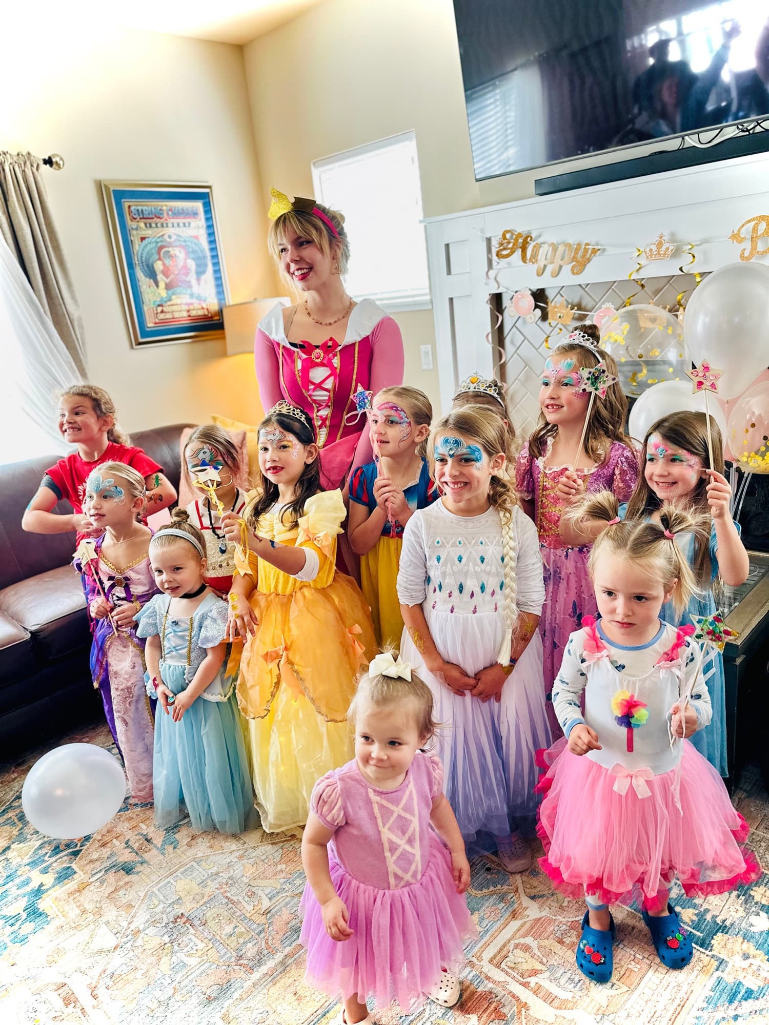 Princess with party guests