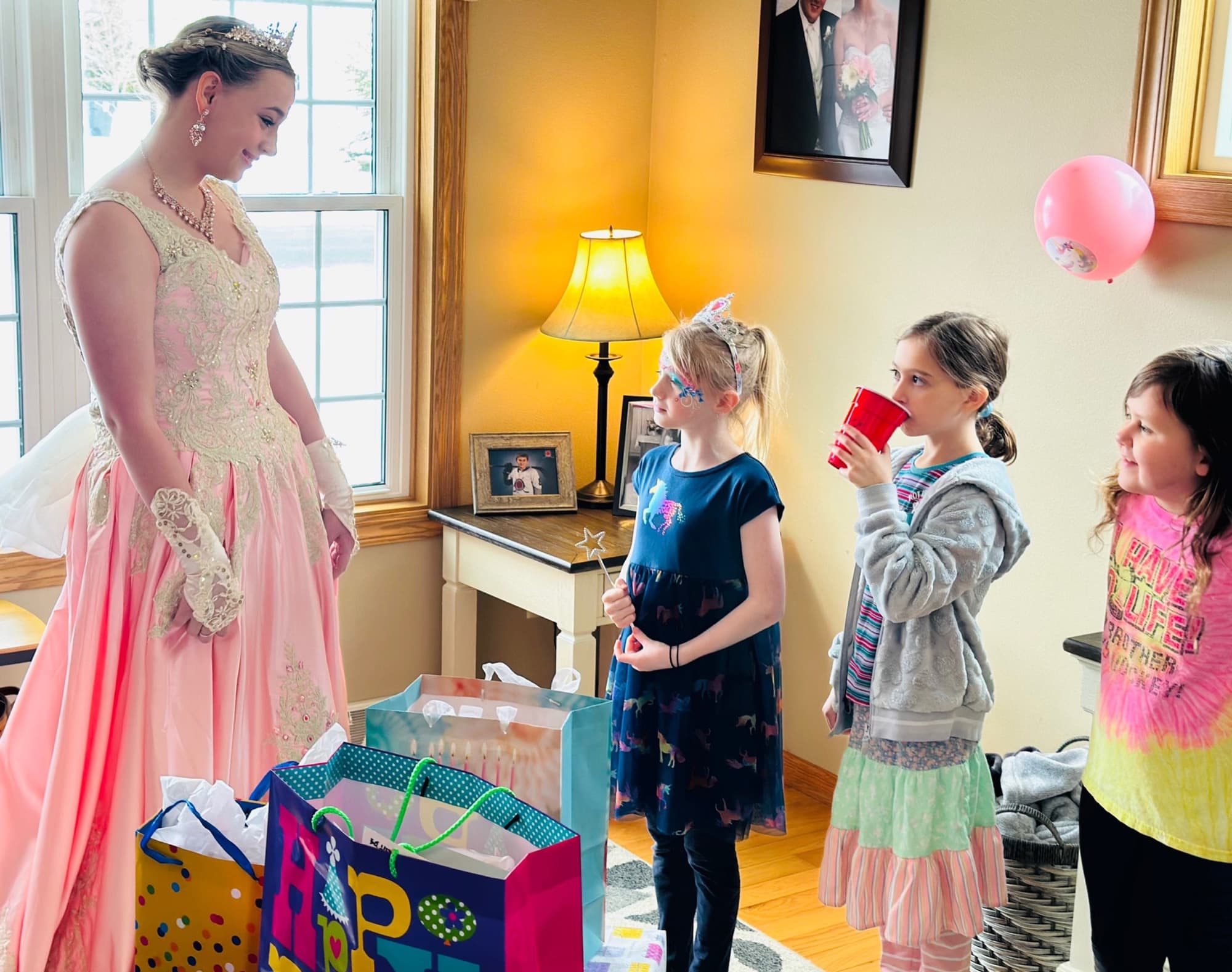 Party guests with gifts