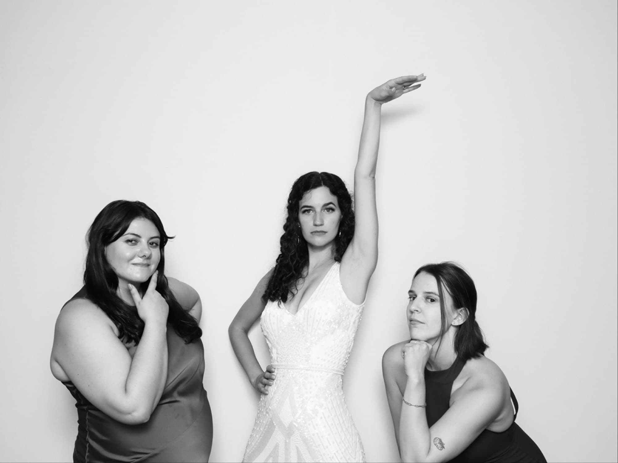 Friends dancing in black and white